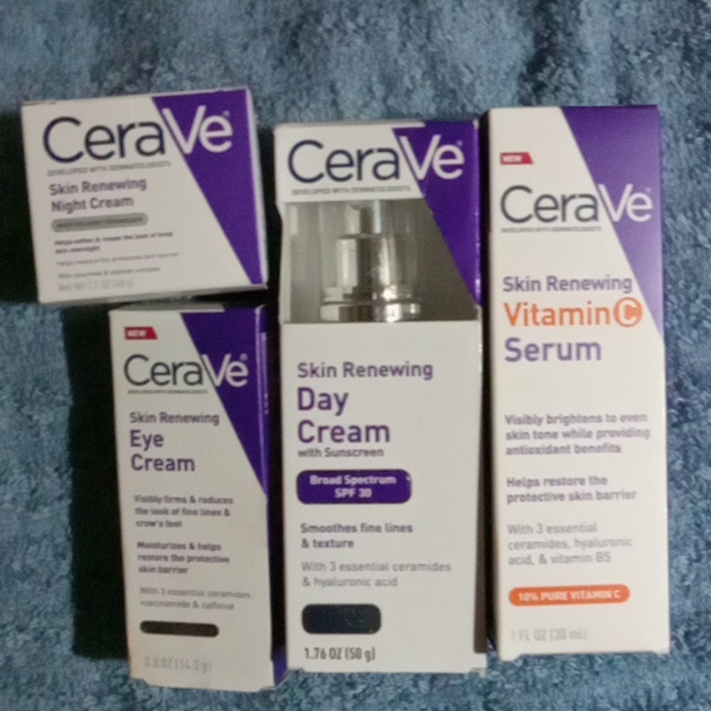 (4) CERAVE SKIN RENEWING BUNDLE FULL SKIN CARE REGIME
